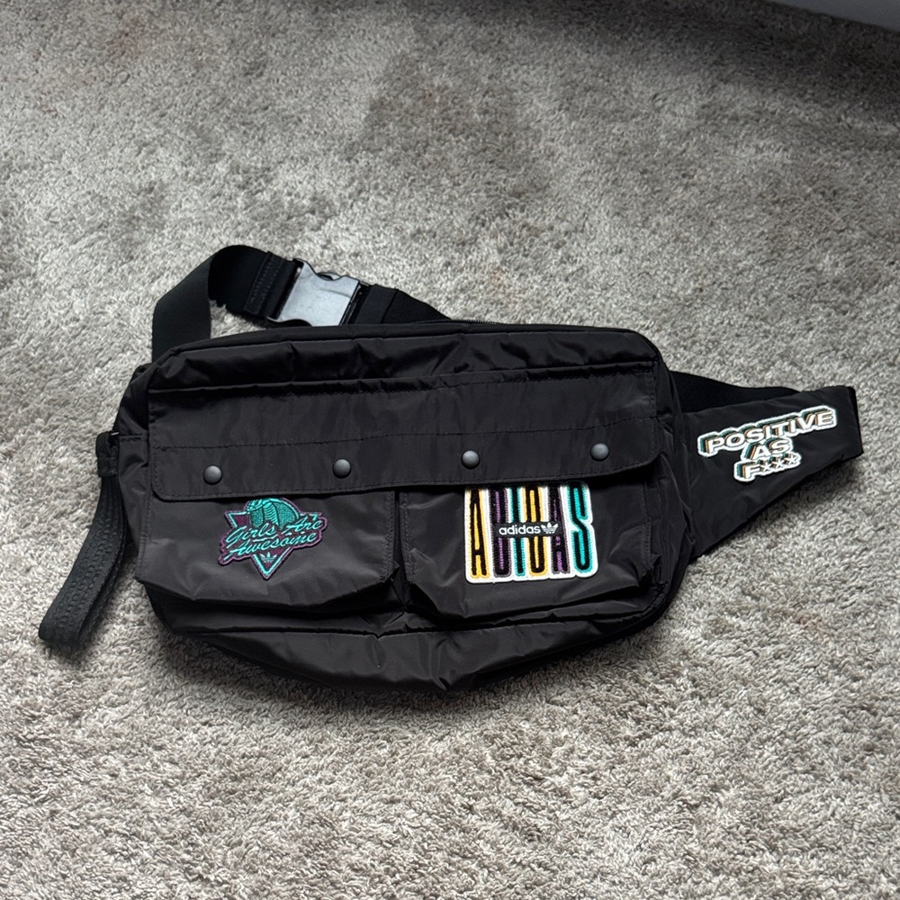 Adidas Black and Multicolor Belt Bag